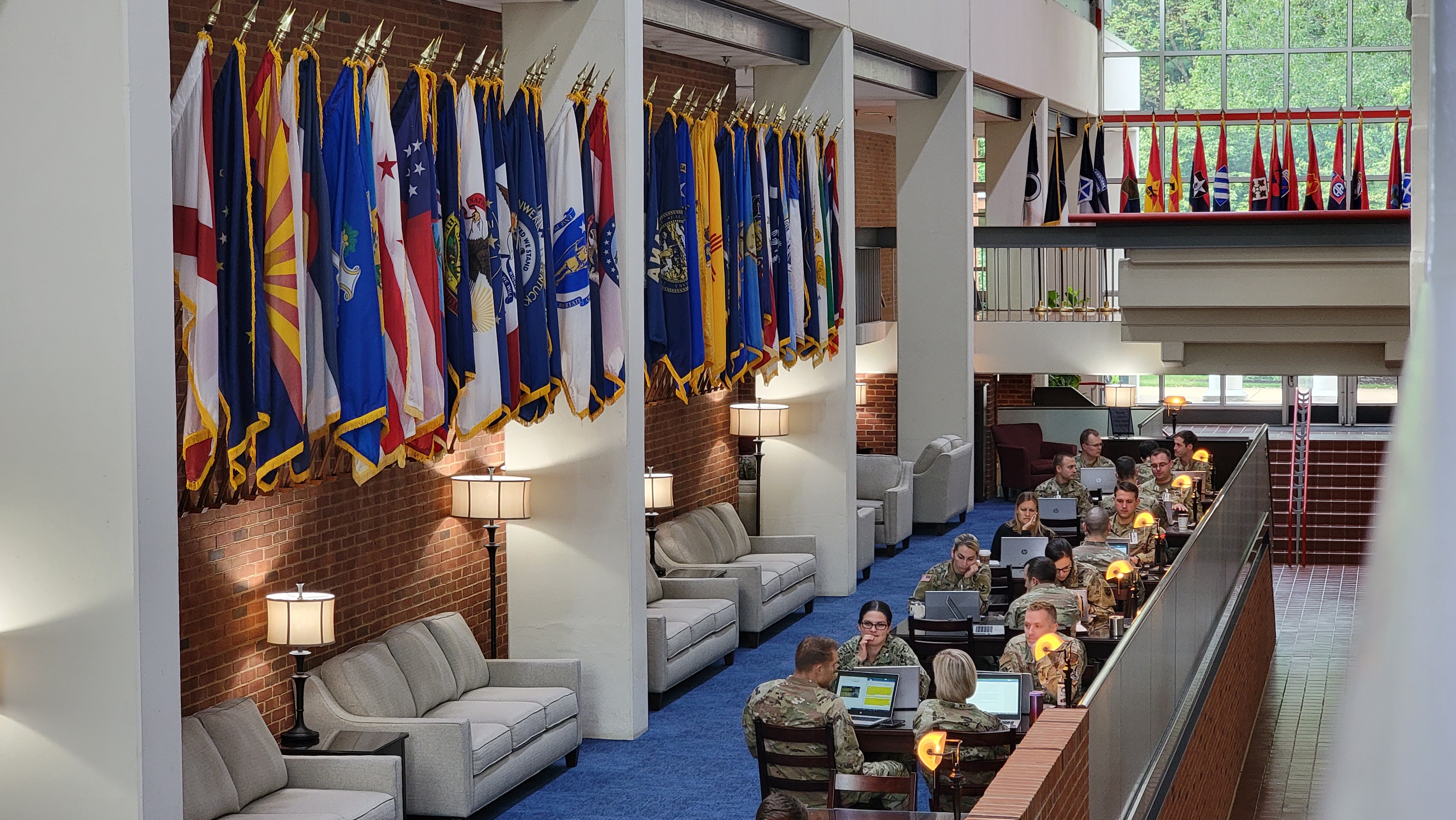 Students studying in atrium